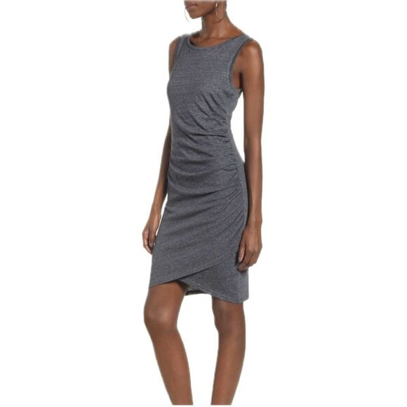 Leith Ruched Body-Con Sleeveless dress, Small, Grey Medium Charcoal Heather - Picture 1 of 7